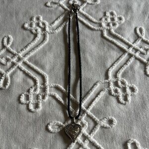 Brighton Black Cord Necklace with Silver Heart Pendant